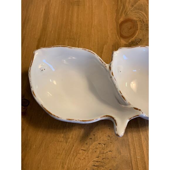 VIETRI Pesce Bianco White Fish Shape 3-part Relish Condiment Dish Cucina Fresca - Picture 6 of 9